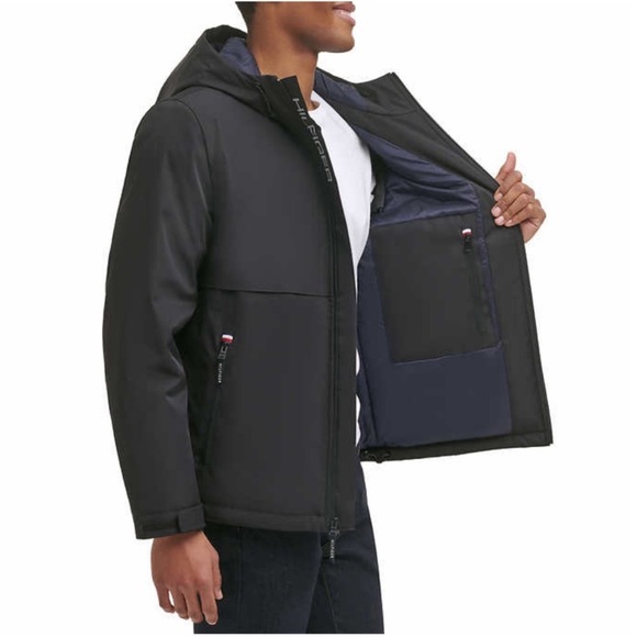 Tommy Hilfiger Men's Black Soft-Shell Hooded Performance Jacket Size: XL - Picture 16 of 16